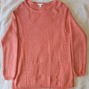 J. Jill Cotton Knit Pullover Sweater Long Sleeve Women's Medium Coral Peach